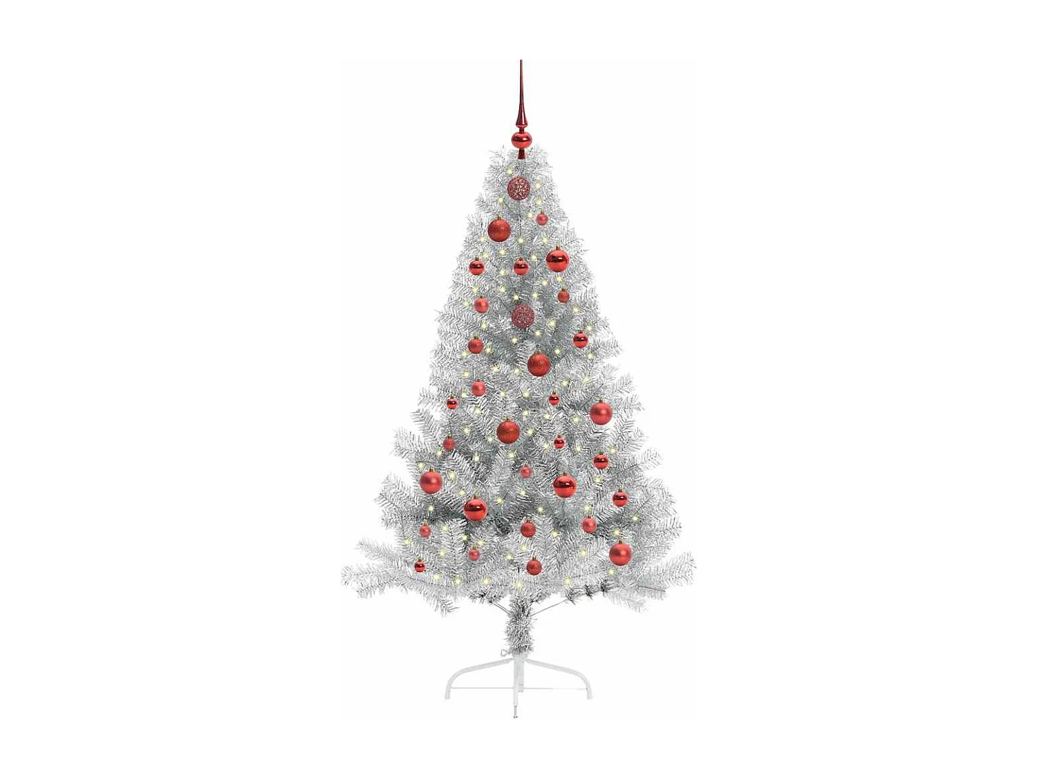Sapin de Noël artificiel pré-éclairé Argent 150 cm PET