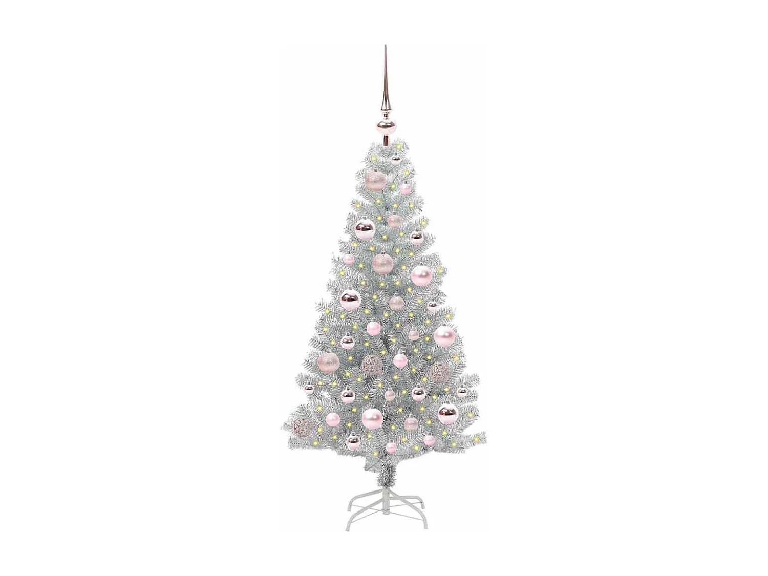 Sapin de Noël avec 150 LED avec support Argent 120 cm PET