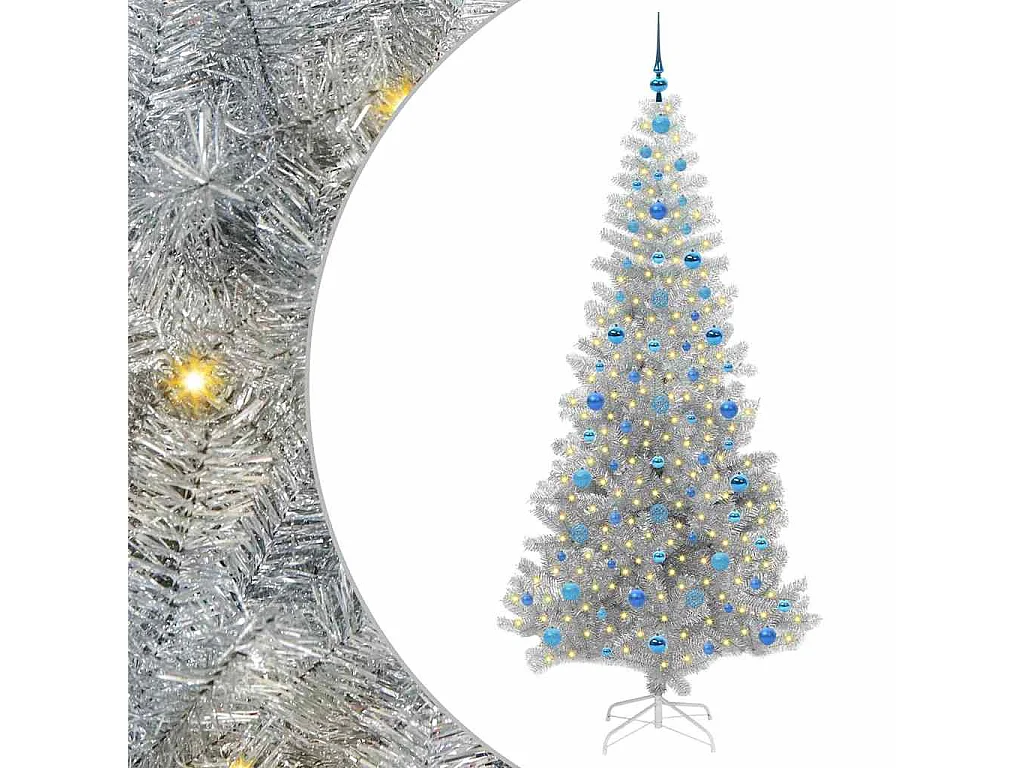 Albero di Natale con 300 LED con supporto Argento 210 cm PET