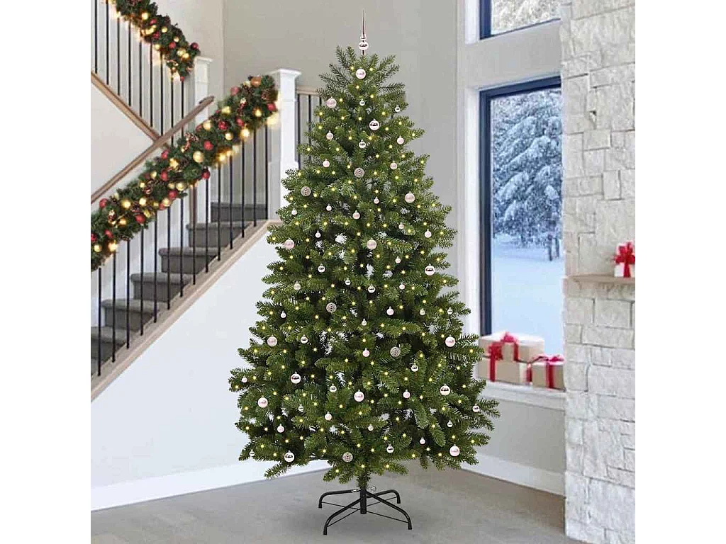Sapin de Noël artificiel avec 300 LED Vert 300 cm PVC et métal