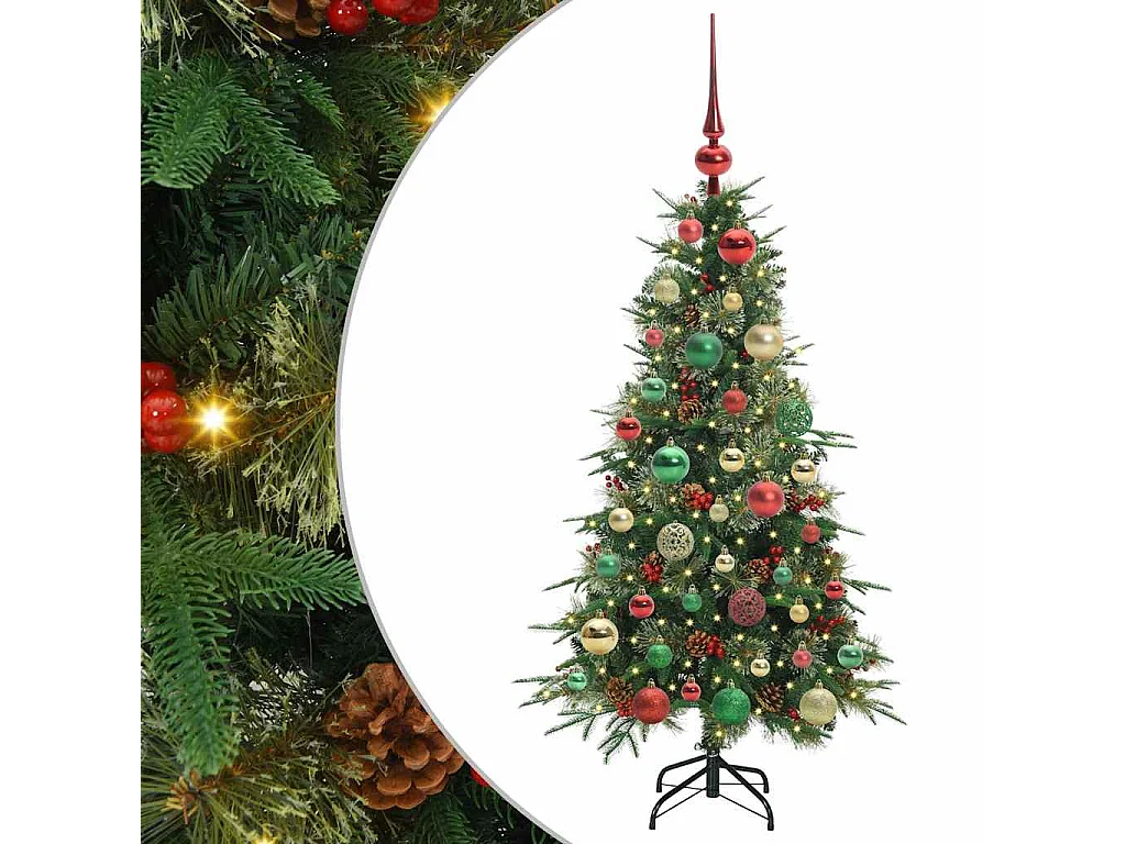 Albero di Natale artificiale con rami incernierati verde 120 cm