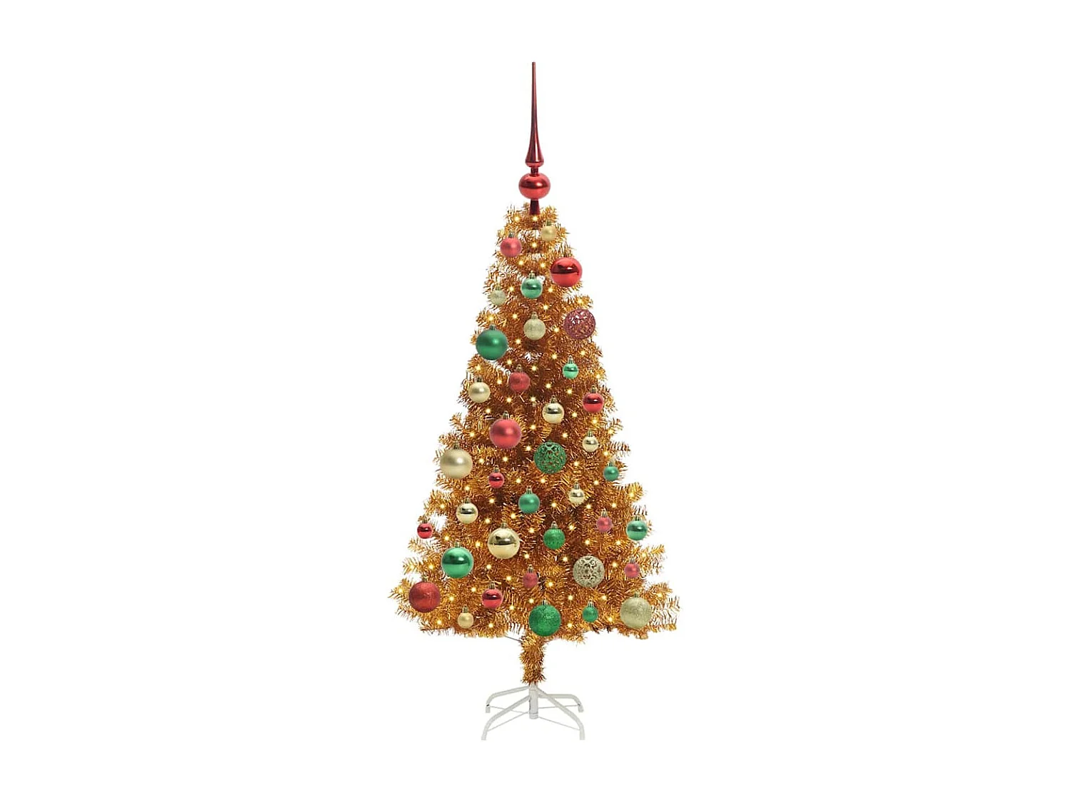 Kerstboom met 150 LED's met standaard Goud 120 cm PET