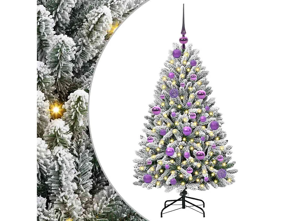 Sapin de Noël artificiel Vert et blanc 120 cm PVC et métal
