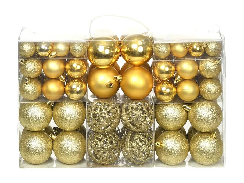 Ensemble de boules de Noël 100 pcs 3/4/6 cm Doré