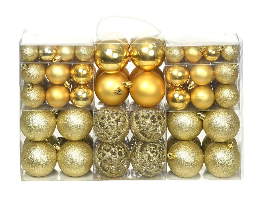 Kerstballenset 100 stuks 3/4/6 cm Goud