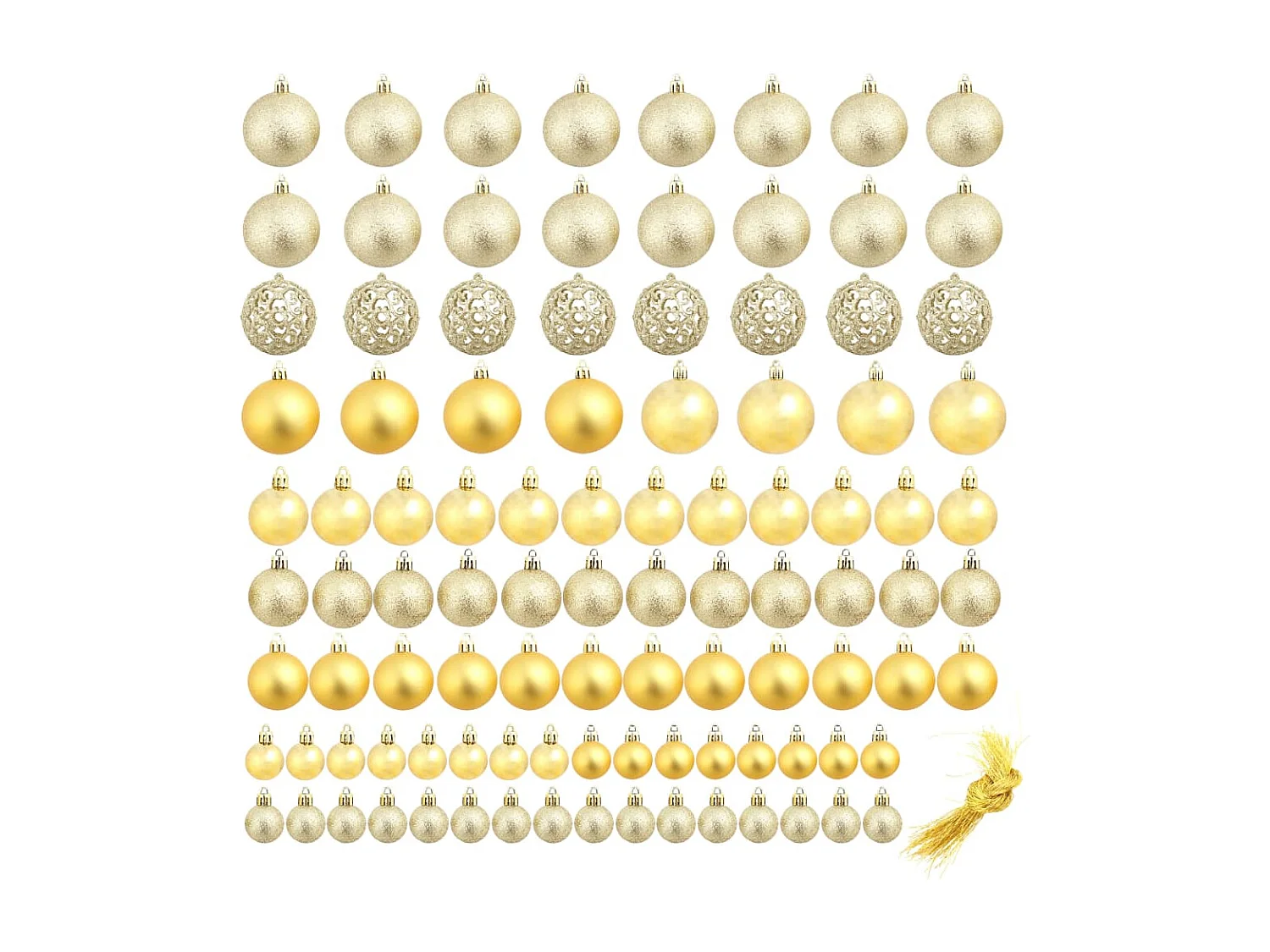 Kerstballenset 100 stuks 3/4/6 cm Goud