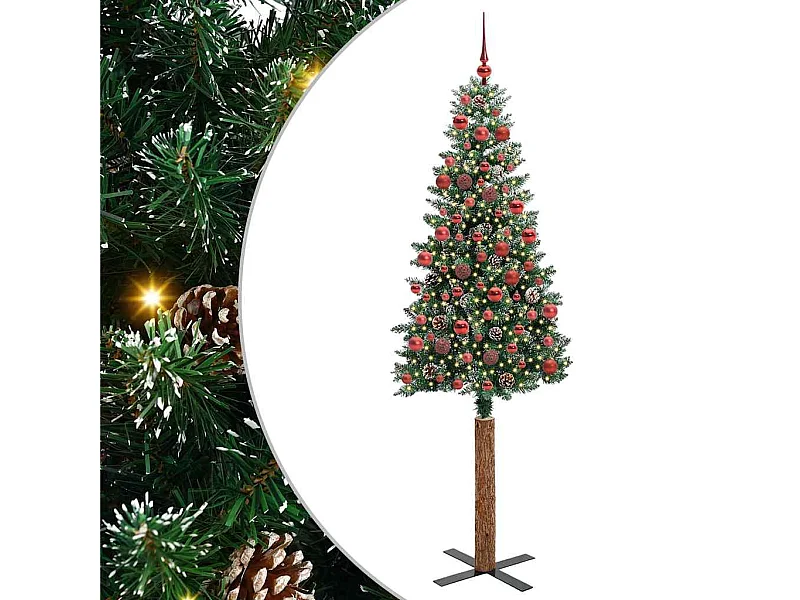 Albero di Natale sottile con 300 LED verde e bianco 180 cm