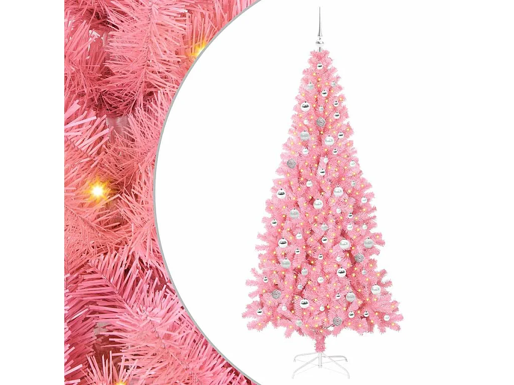 Sapin de Noël avec 300 LED avec support Rose 210 cm PVC
