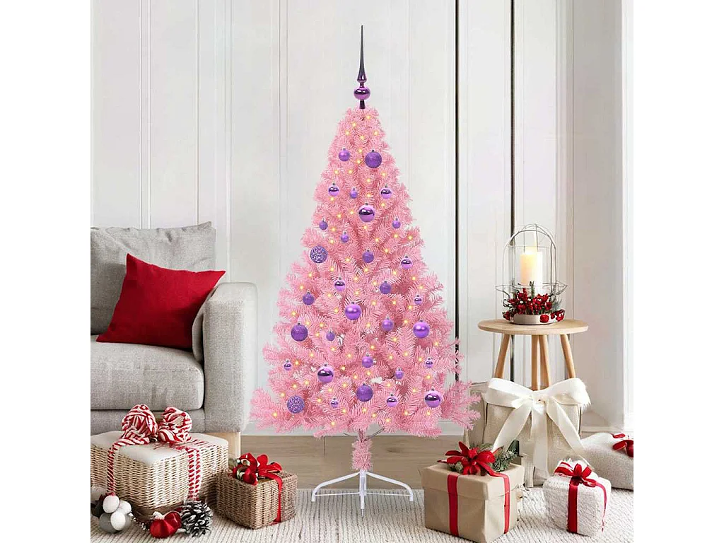 Sapin de Noël artificiel pré-éclairé Rose 150 cm PVC
