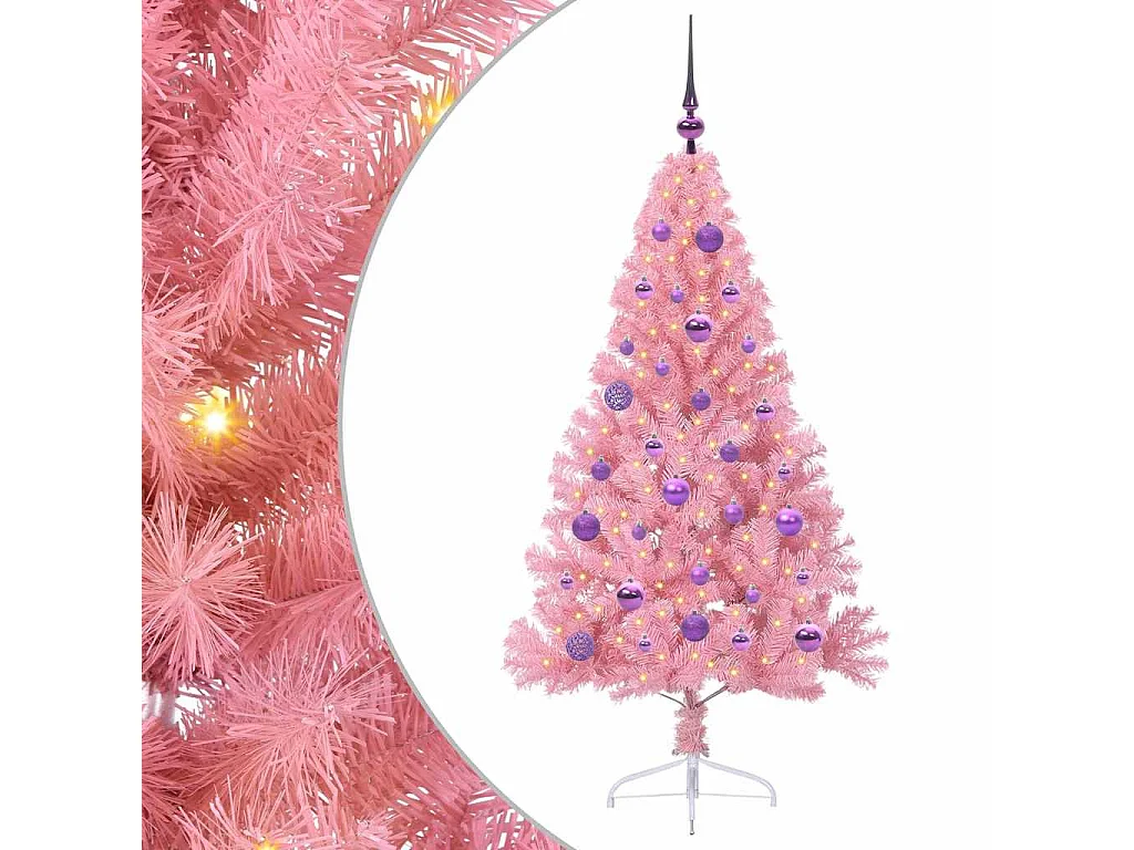 Sapin de Noël artificiel pré-éclairé Rose 150 cm PVC
