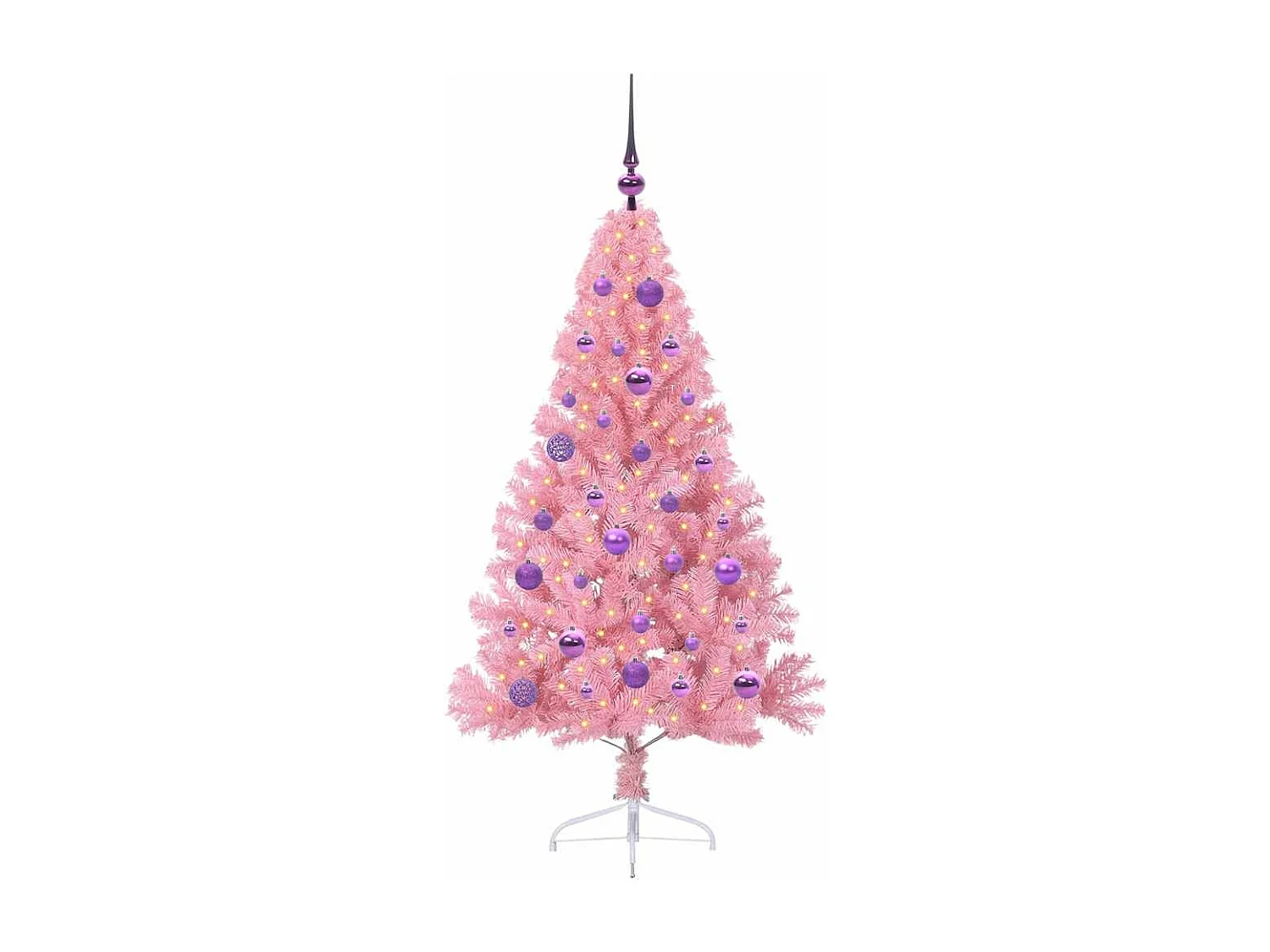 Sapin de Noël artificiel pré-éclairé Rose 150 cm PVC