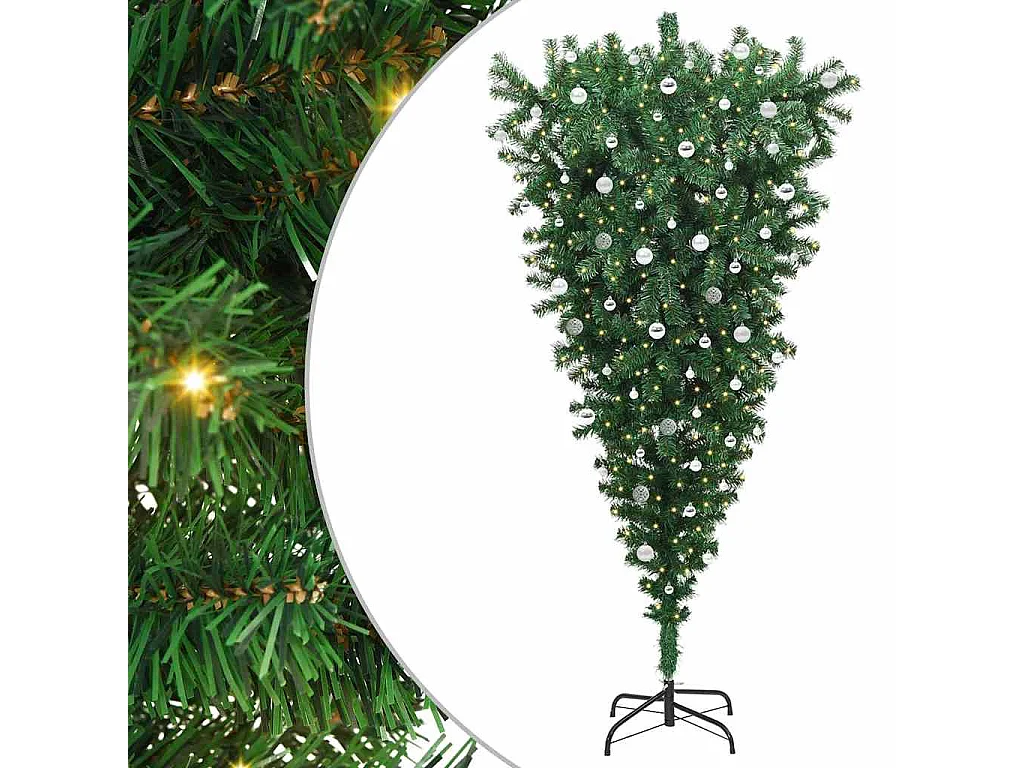 Arbre de Noël artificiel pré-éclairé à l'envers avec ensemble de boules