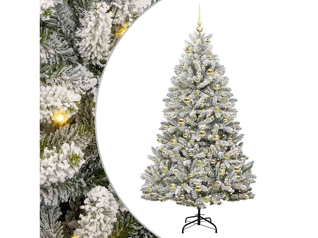 Albero di Natale artificiale Verde e bianco 180 cm PVC e metallo