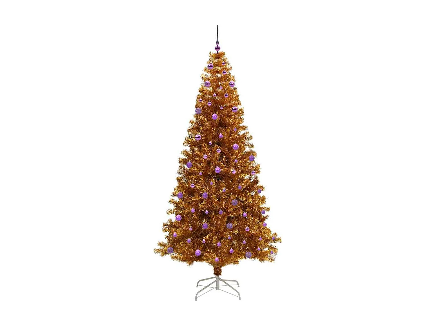 Weihnachtsbaum mit 300 LEDs mit Ständer Gold 240 cm PET