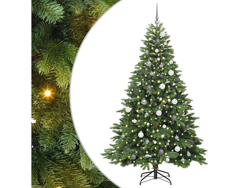 Sapin de Noël artificiel avec 300 LED Vert 210 cm PE et PVC