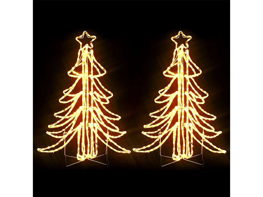Opvouwbare kerstbomen met LED 2 stuks Warm Wit 87x87x93 cm