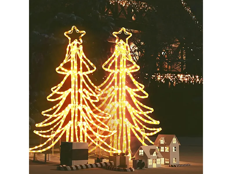 Opvouwbare kerstbomen met LED 2 stuks Warm Wit 87x87x93 cm