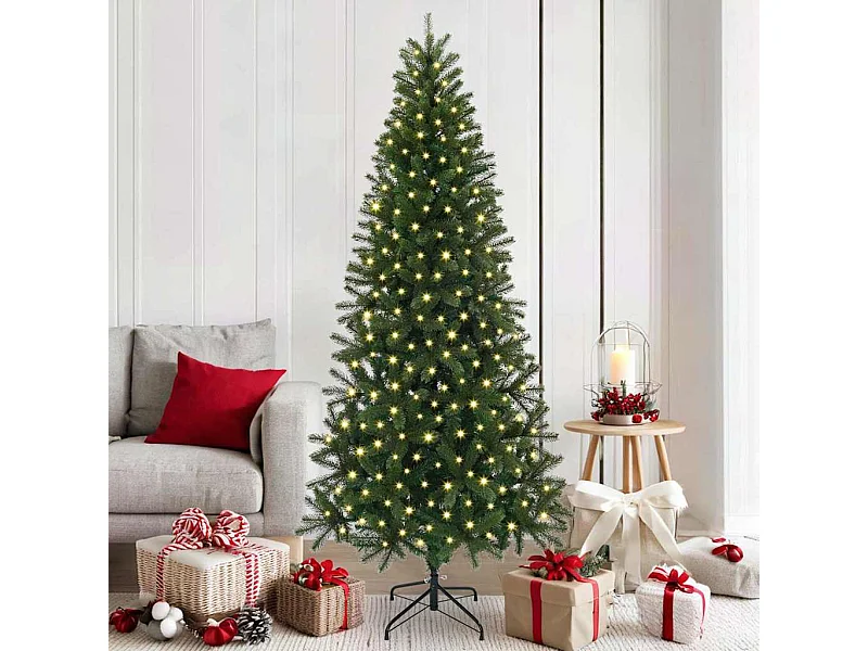 Sapin de Noël artificiel avec 300 LED Vert 180 cm PE et PVC