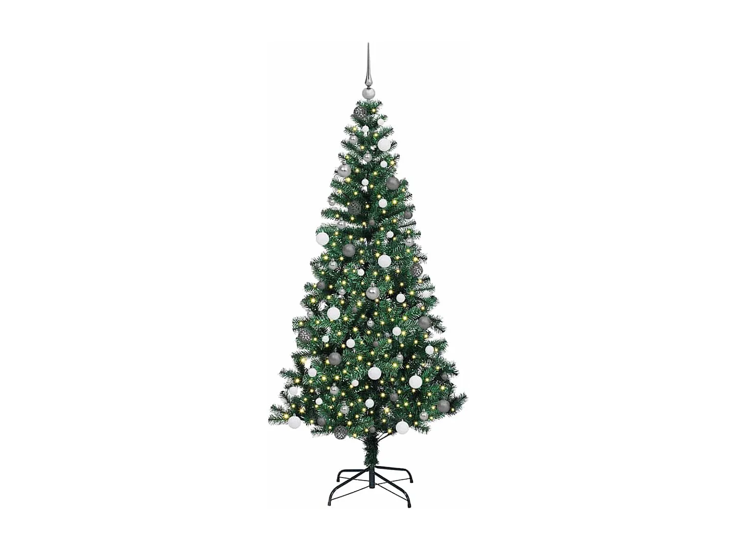 Albero di Natale artificiale preilluminato verde 210 cm PVC e metallo