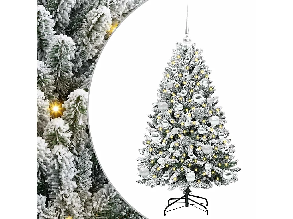 Kunstkerstboom Groen en wit 120 cm PVC en metaal