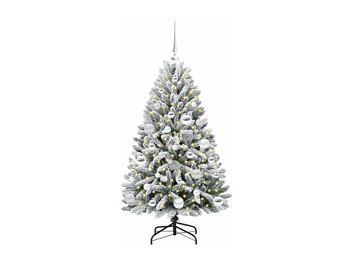 Kunstkerstboom Groen en wit 120 cm PVC en metaal