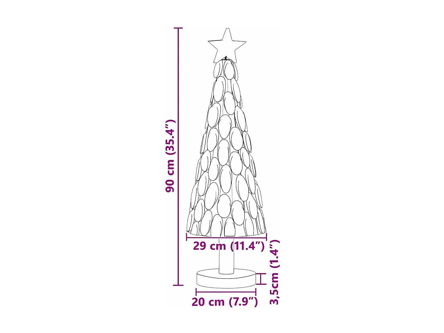 Kerstboom met standaard Bruin 90 cm Massief teakhout