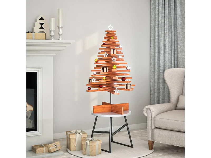 Albero di Natale in legno per decorazione 100 cm in legno massello di pino