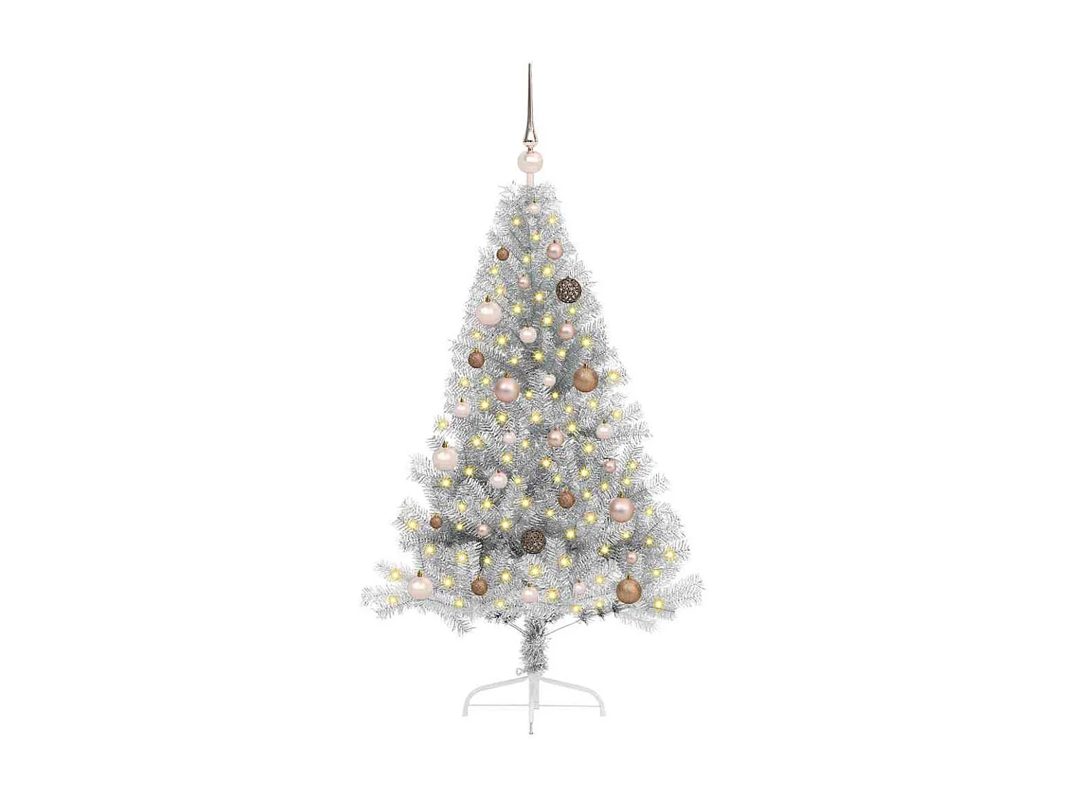 Sapin de Noël artificiel pré-éclairé Argent 150 cm PET