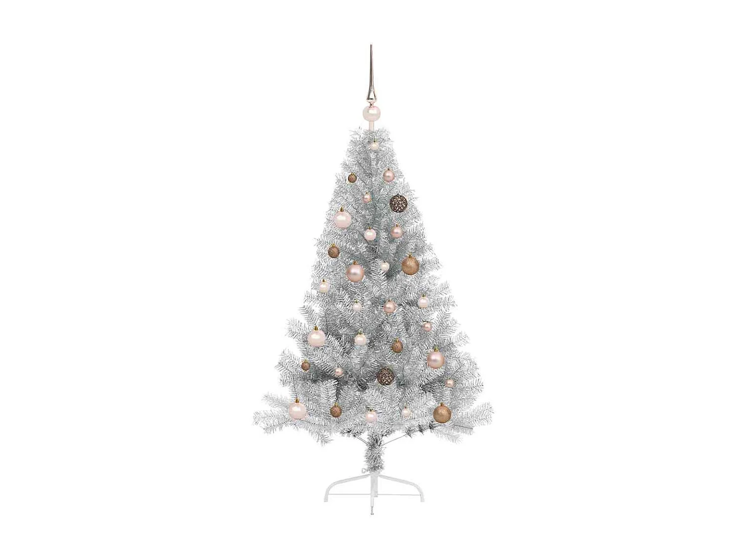 Sapin de Noël artificiel pré-éclairé Argent 150 cm PET