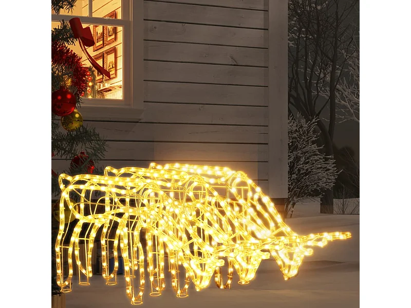 Rennes de Noël 3 pcs Blanc chaud 73x31x45 cm