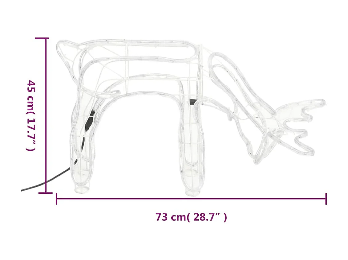 Rennes de Noël 3 pcs Blanc chaud 73x31x45 cm