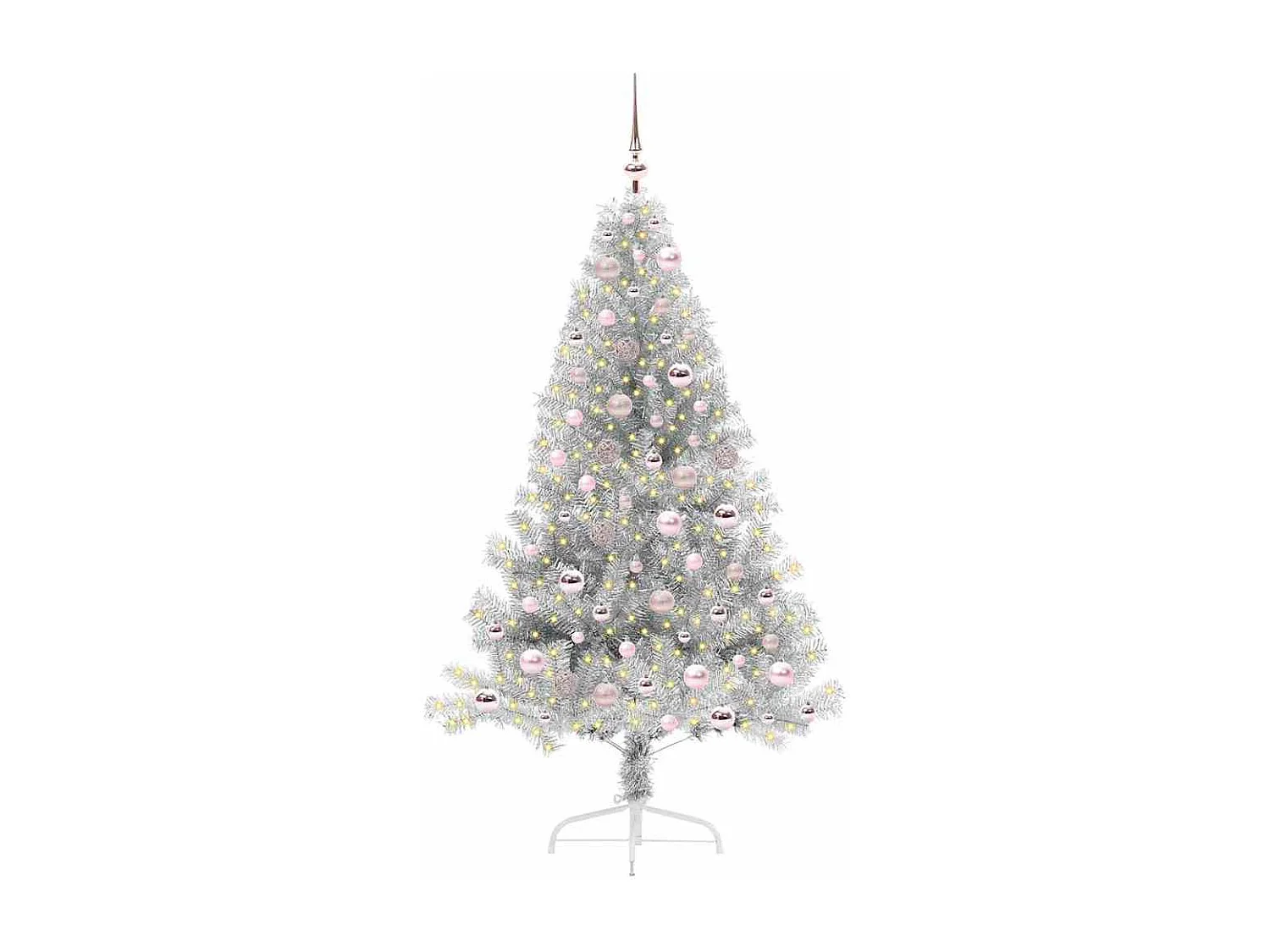 Beleuchteter künstlicher Weihnachtsbaum Silber 180cm PET