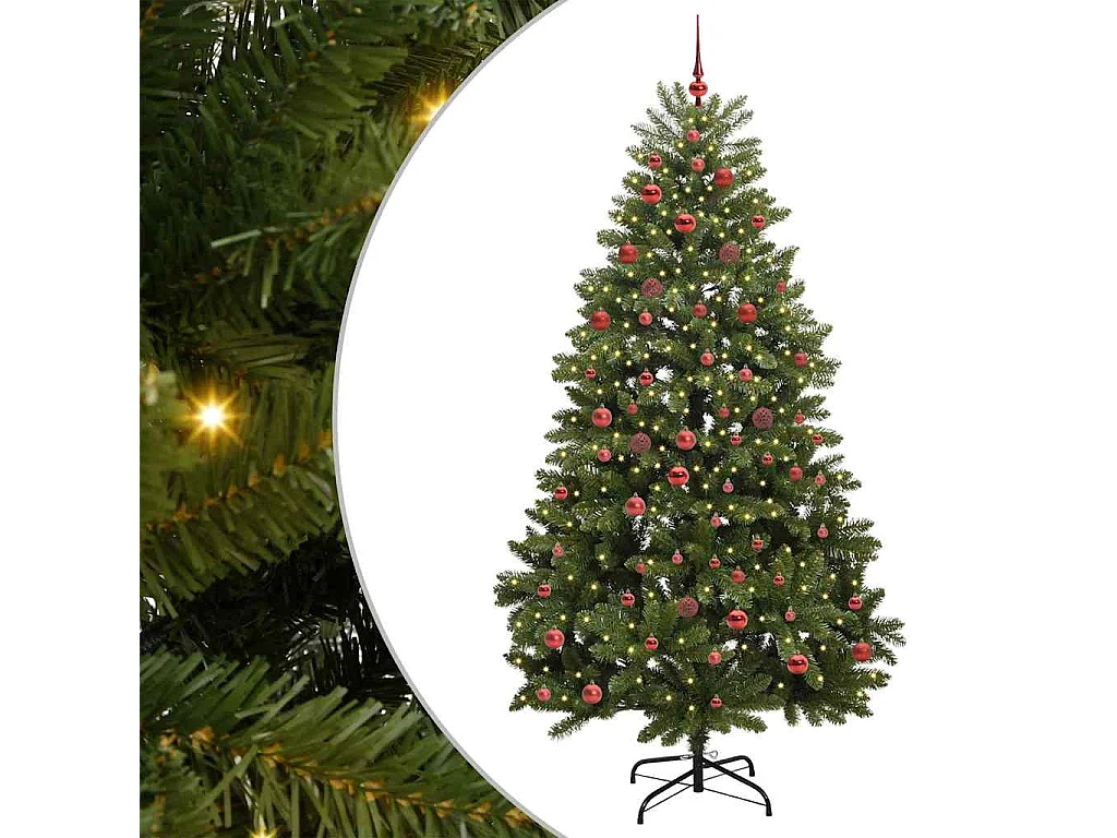 Albero di Natale artificiale con 300 LED Verde 210 cm PVC e metallo