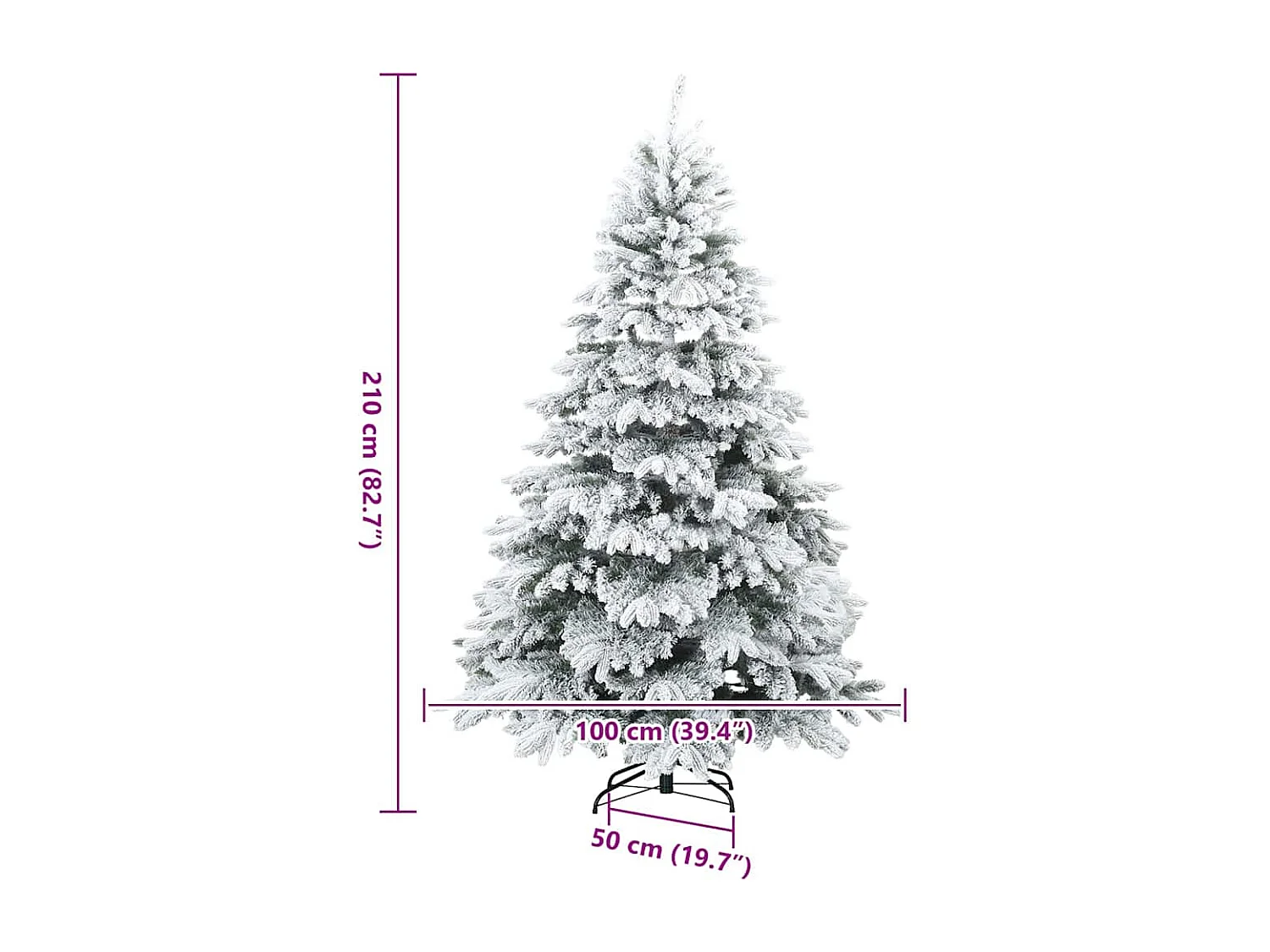Sapin de Noël artificiel à branches pliantes, duveteux de neige
