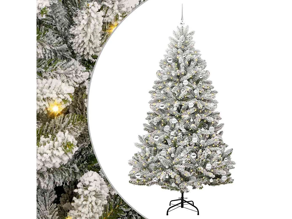 Albero di Natale artificiale Verde e bianco 210 cm PVC e metallo