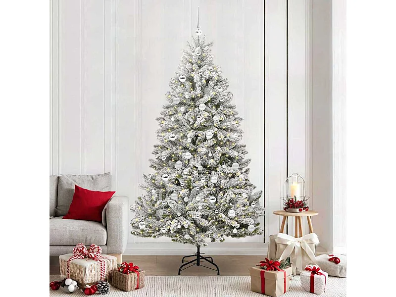 Albero di Natale artificiale Verde e bianco 210 cm PVC e metallo