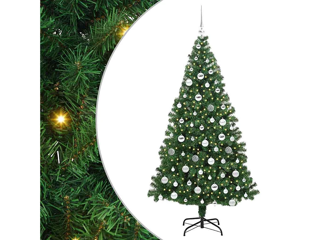 Albero di Natale artificiale verde 180 cm PVC, acciaio e plastica