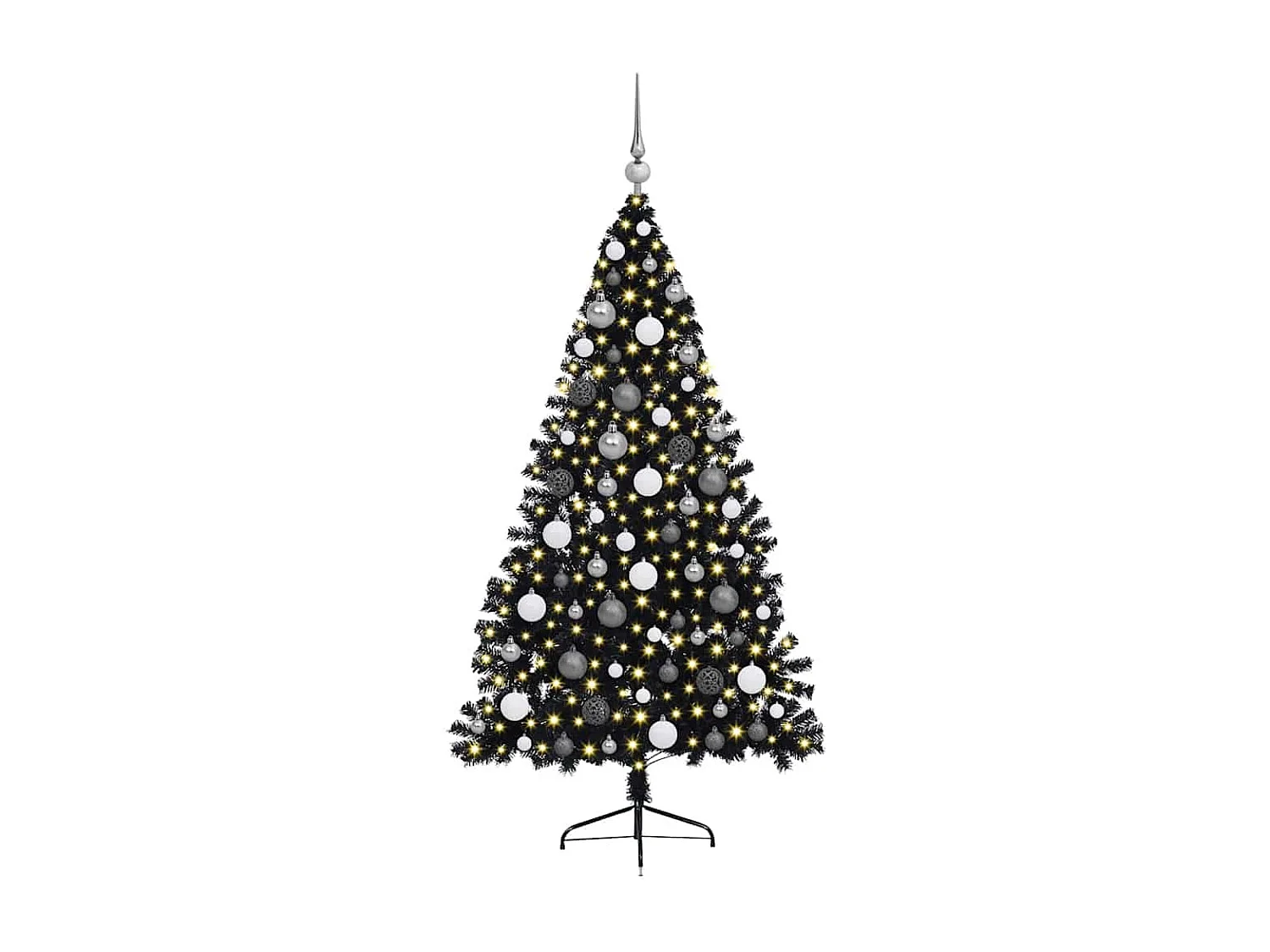 Sapin de Noël artificiel pré-éclairé Noir 180 cm PVC