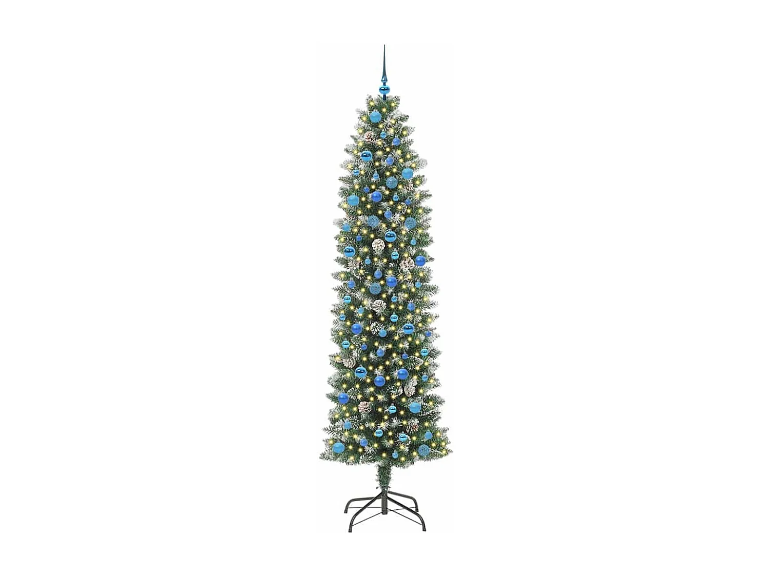 Schlanker künstlicher Weihnachtsbaum mit 300 LEDs Grün und Weiß 240 cm