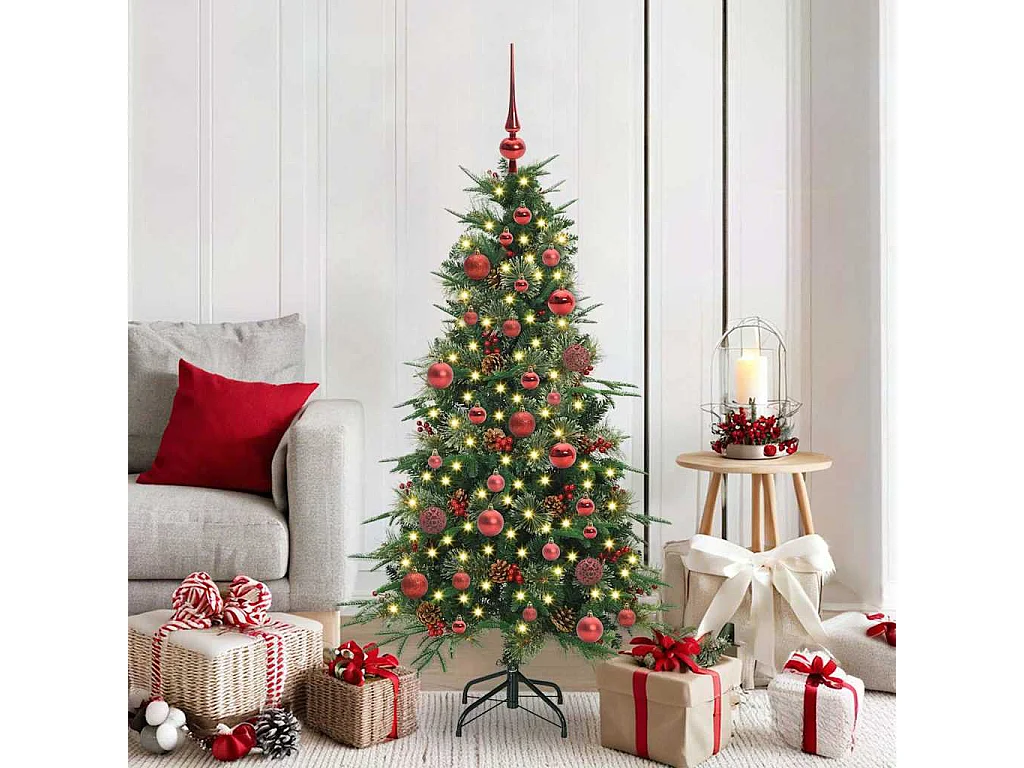 Kunstkerstboom Op Stam. Besneeuwd, 79 Cm, Hoogte 210 Cm, Inclusief