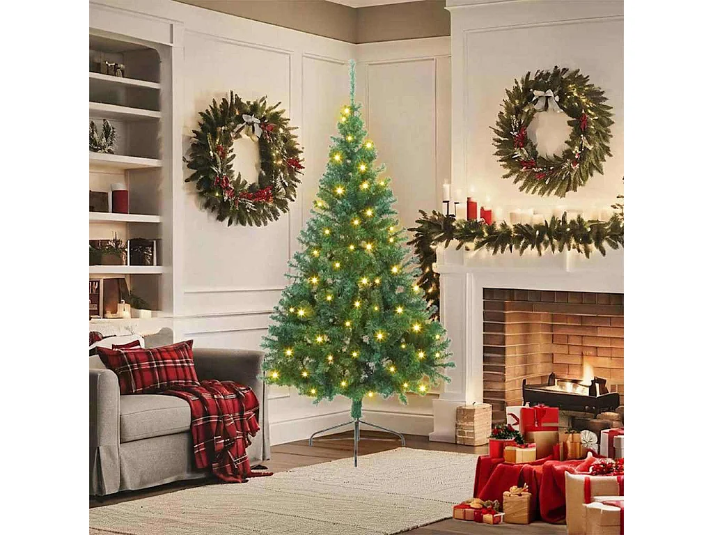 Albero di Natale artificiale preilluminato verde 180 cm in PVC