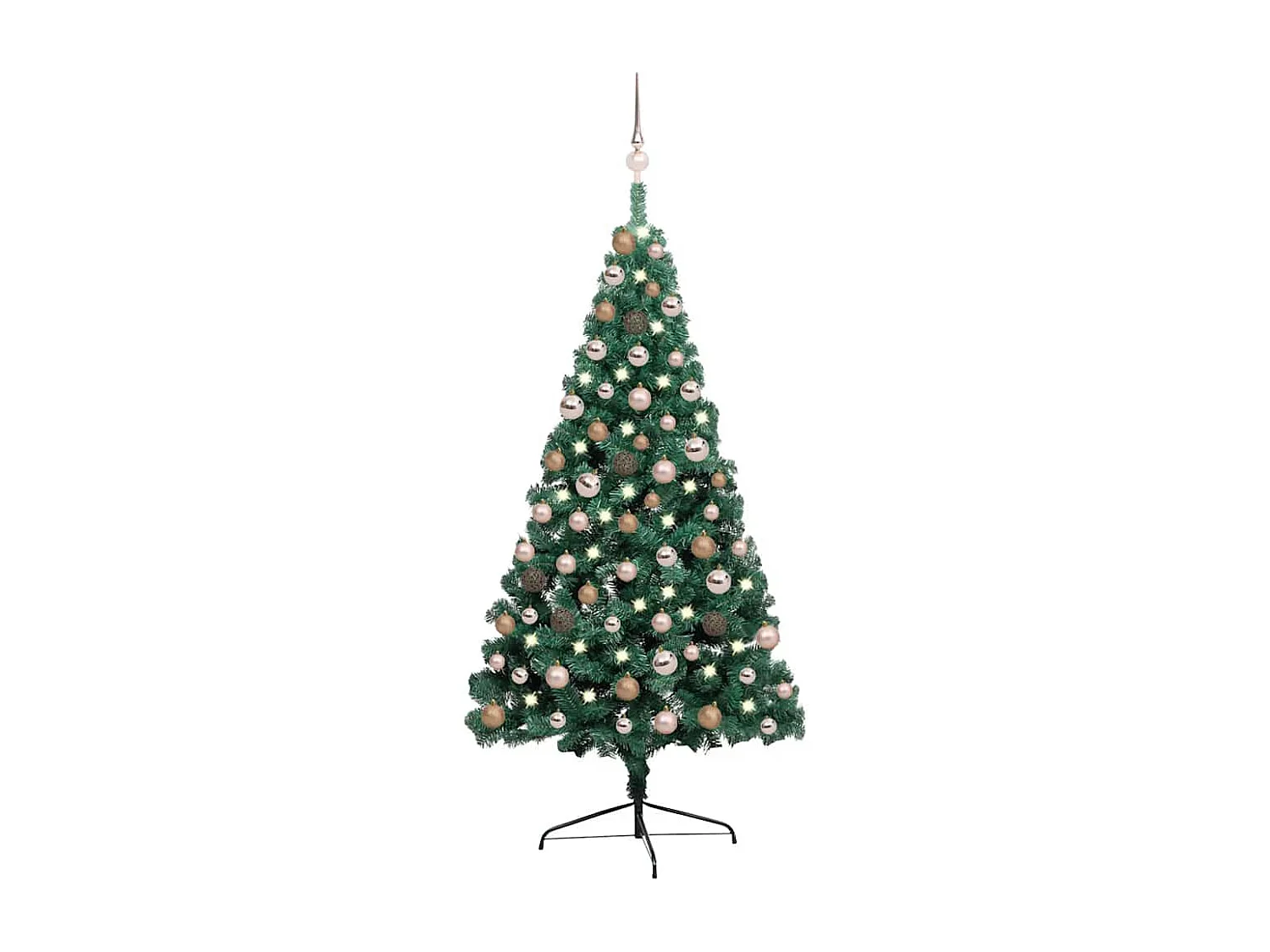 Albero di Natale artificiale preilluminato con palline verdi, 150 cm