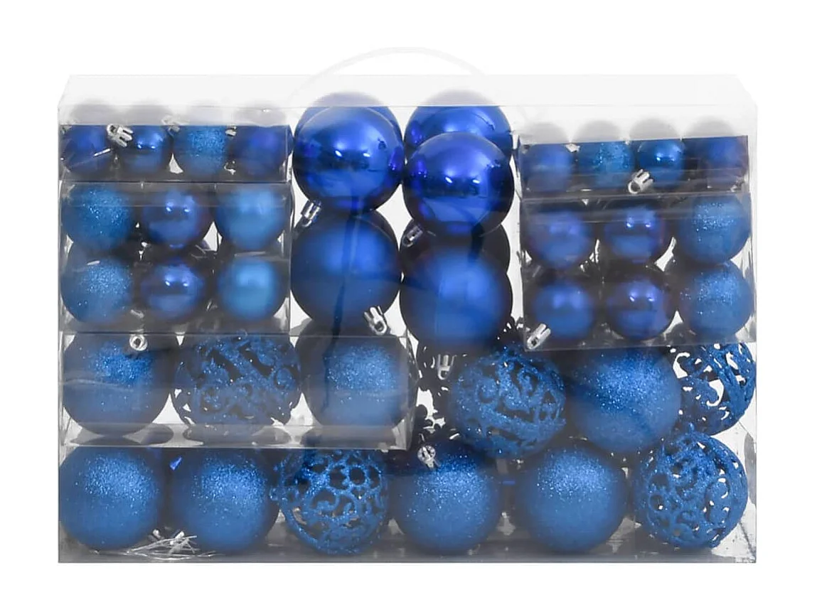 Ensemble de boules de Noël 111 pièces bleu polystyrène
