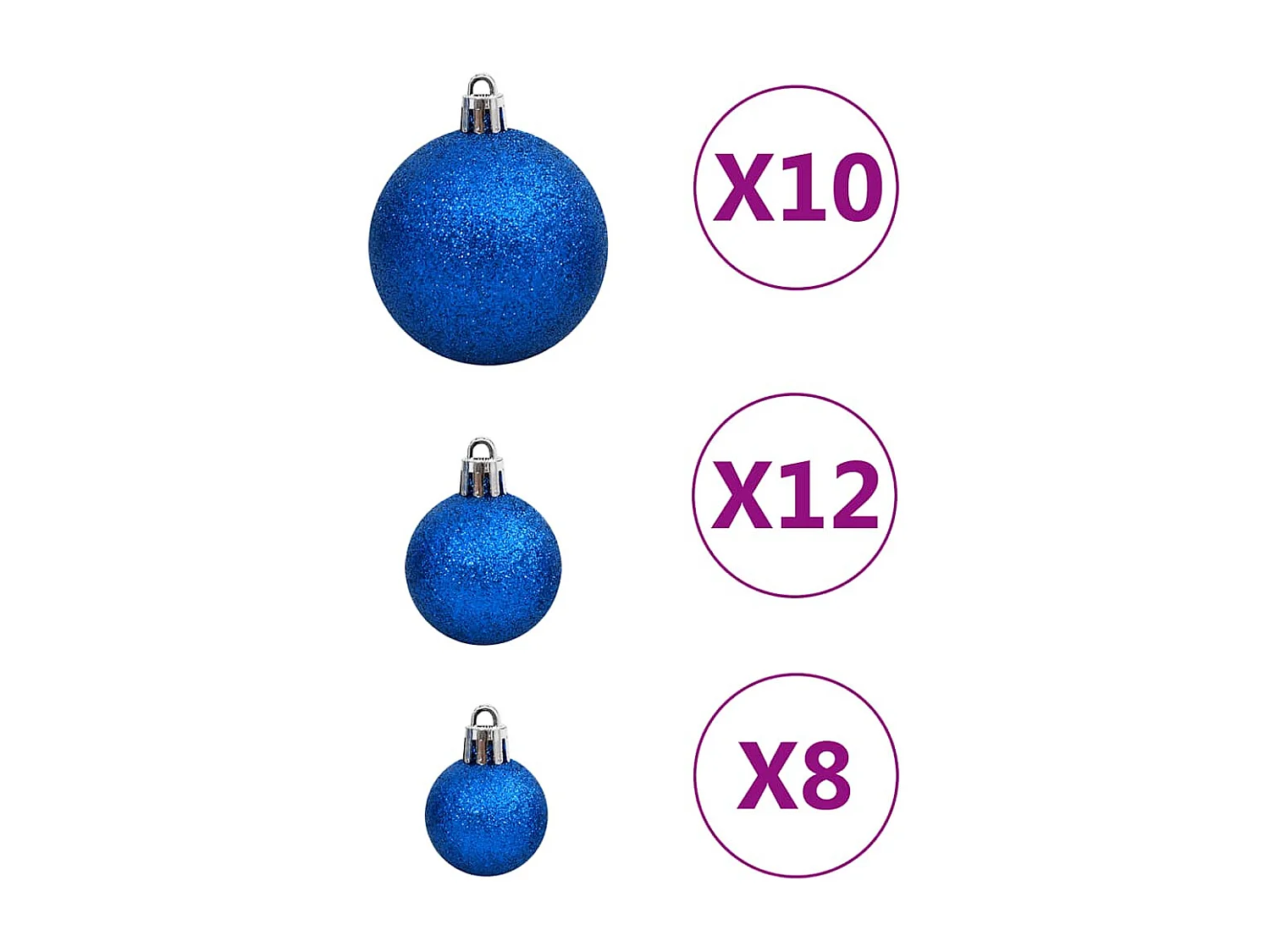 Ensemble de boules de Noël 111 pièces bleu polystyrène