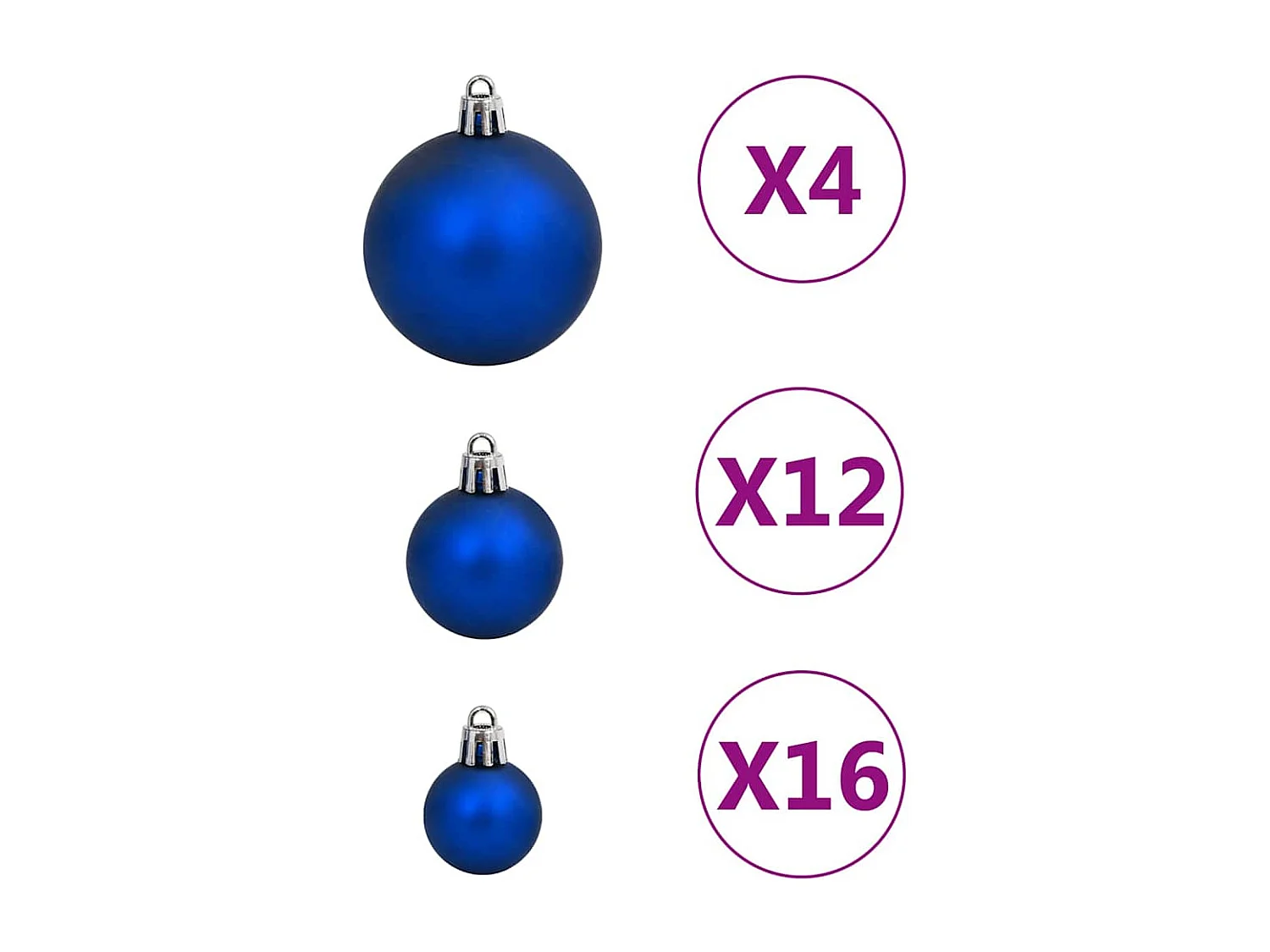 Ensemble de boules de Noël 111 pièces bleu polystyrène