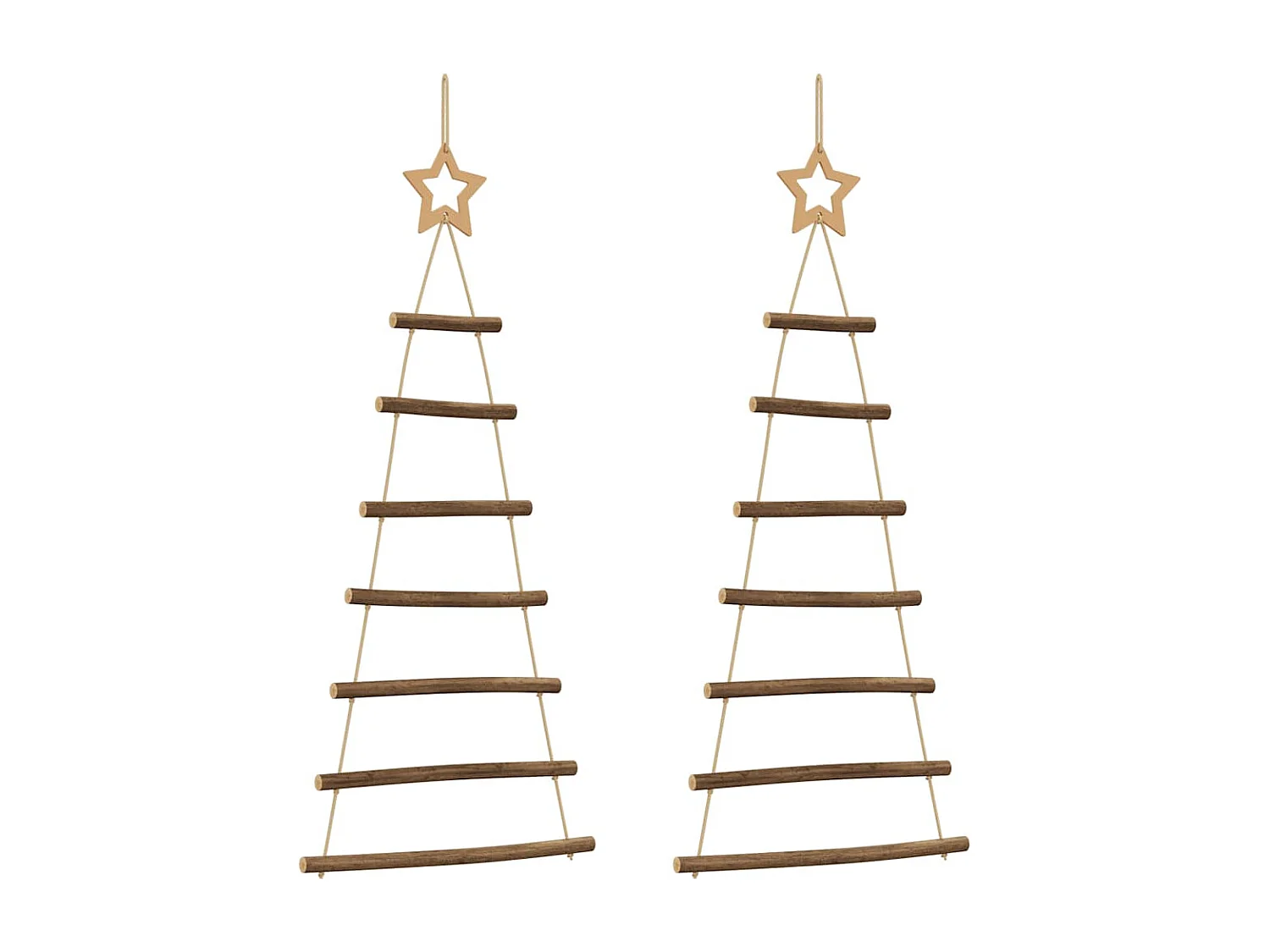 Sapins de Noël suspendus avec étoiles supérieures 2 pièces 42x90 cm Branche naturelle