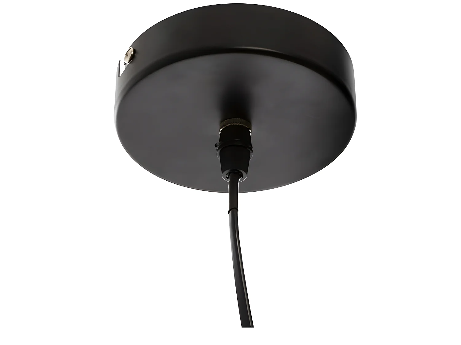Lampe suspendue, Suspension luminaire en bois de rotin coloris beige et métal noir