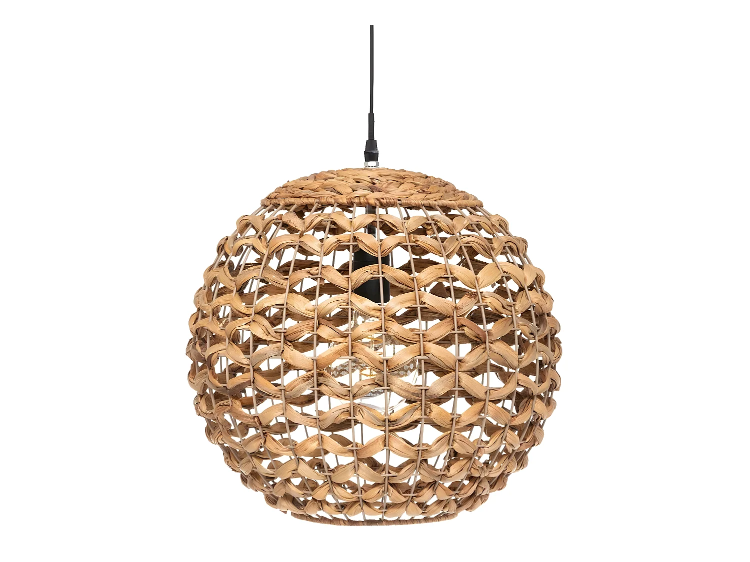 Lampe suspension en jacinthe coloris naturel - diamètre 38 x hauteur 36 cm