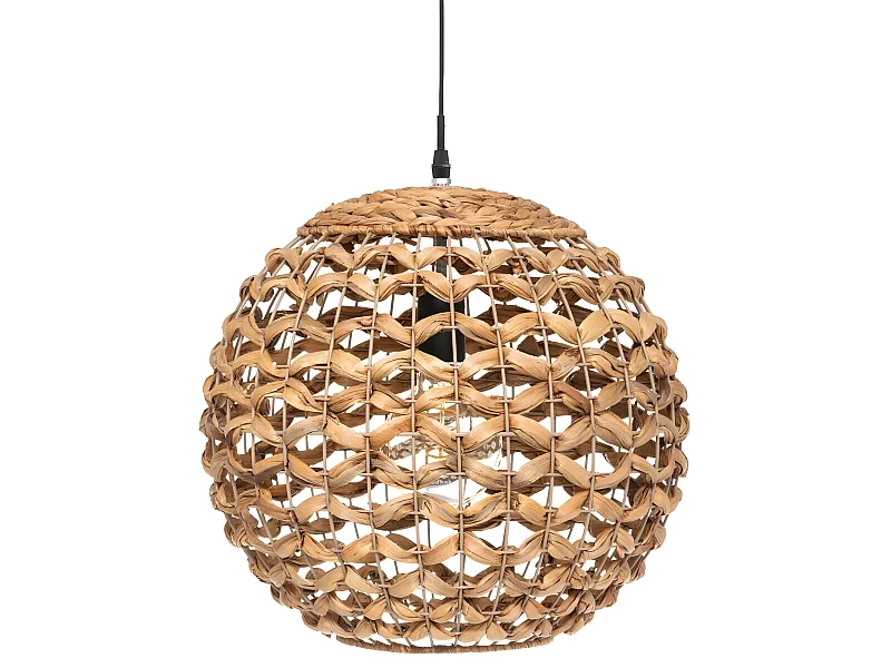 Lampe suspension en jacinthe coloris naturel - diamètre 38 x hauteur 36 cm
