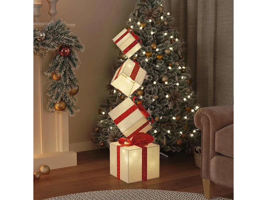 Boîte-cadeau de décoration de Noël 80 LED blanc chaud